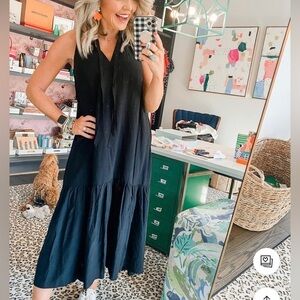 PROLOGUE Women's Sleeveless V-Neck Maxi Shift Dress Black